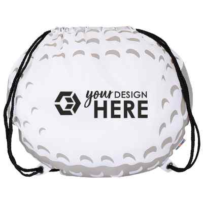 Polyester golf ball drawstring with custom imprinting.