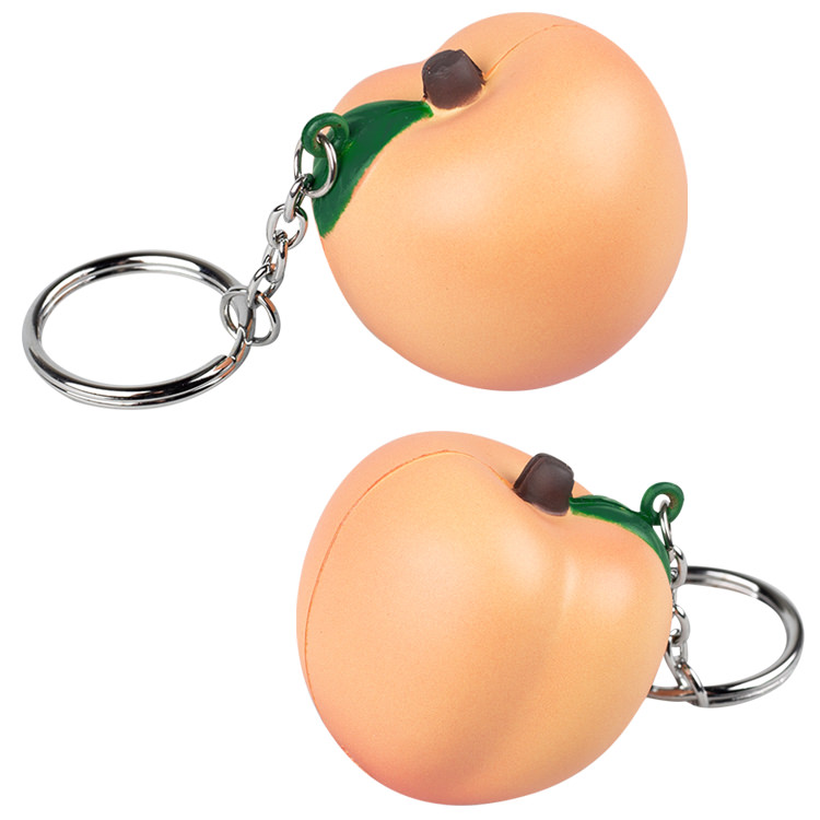 peach stress keychain