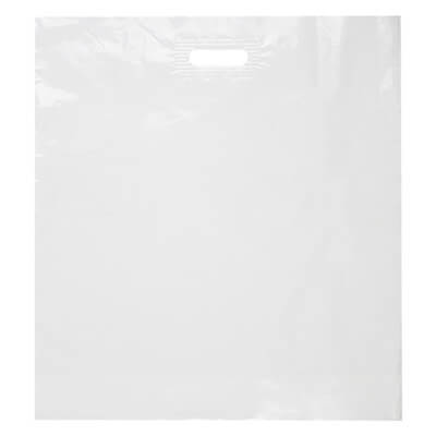 Plastic white die cut with handles bag blank.
