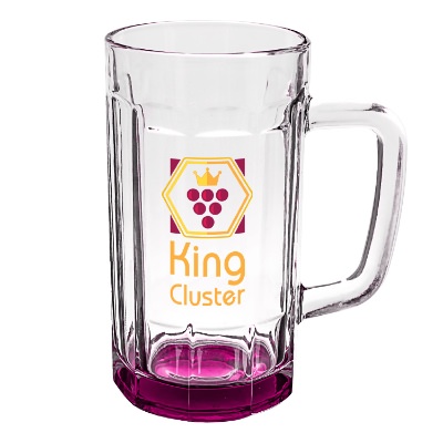 Pink beer mug with full color logo.