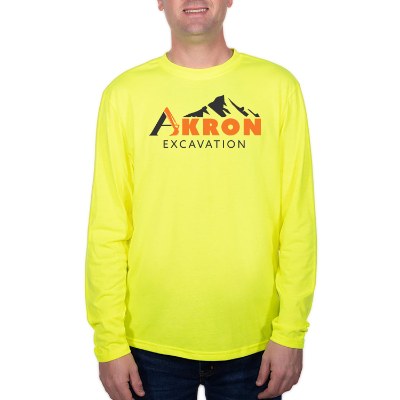 Personalized safety yellow long sleeve tee with full color logo.