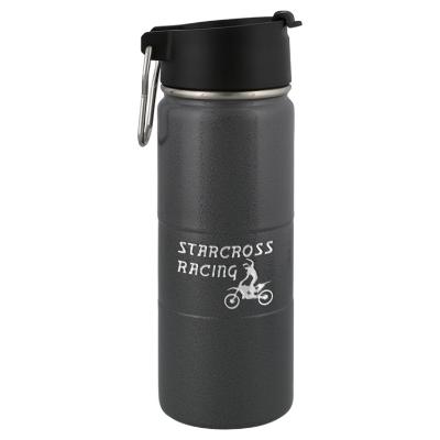 Charcoal stainless bottle with engraved logo.