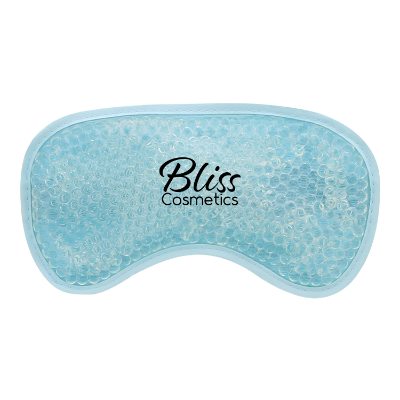 Plastic blue hot and cold pack with a custom imprint.