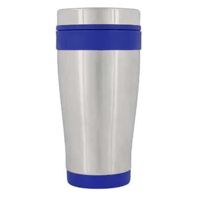 Stainless steel blue tumbler blank in 16 ounces.