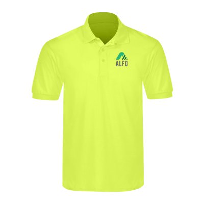Safety green polo with custom full color logo.