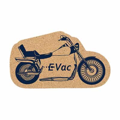 Cork large motorcycle coaster with print.