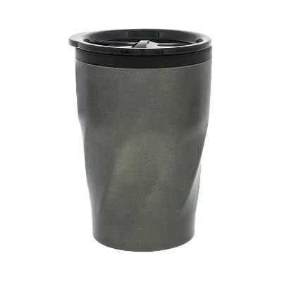 Blank black tumbler with lid.