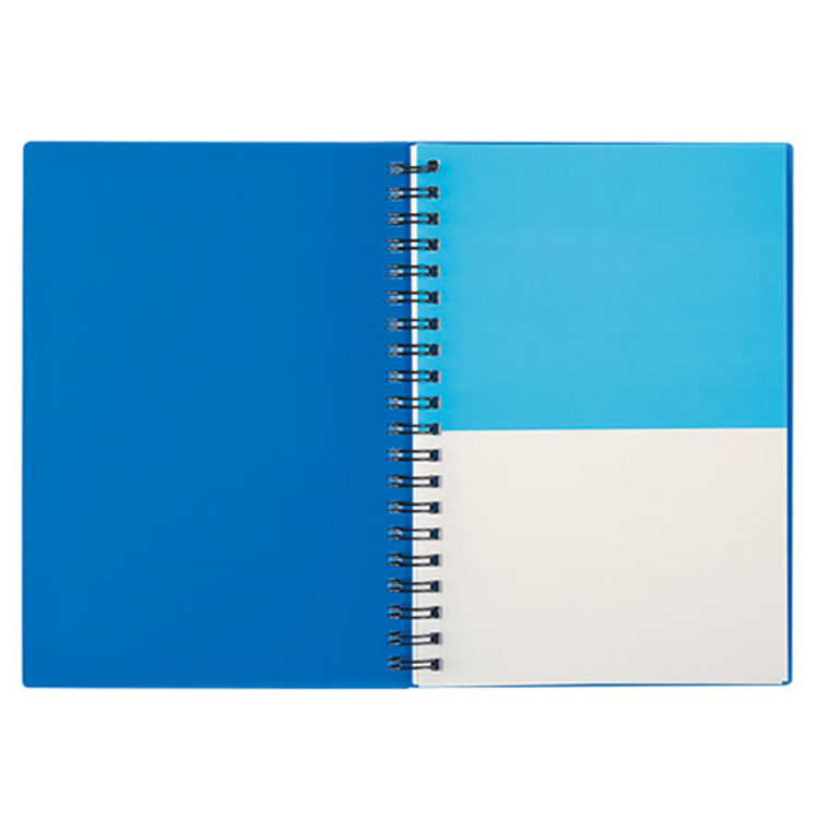 Polypropylene color block spiral notebook.