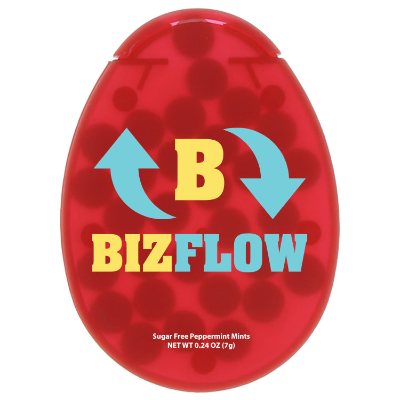 Full color translucent red oval credit card mints personalized.