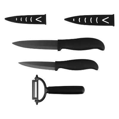 Black ceramic knife set and peeler set blank.