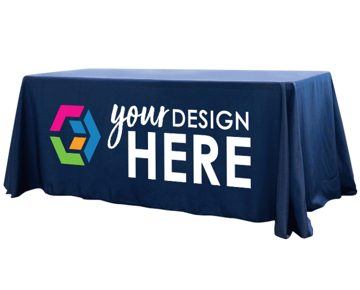 Blue 6ft. table cover with full-color imprint