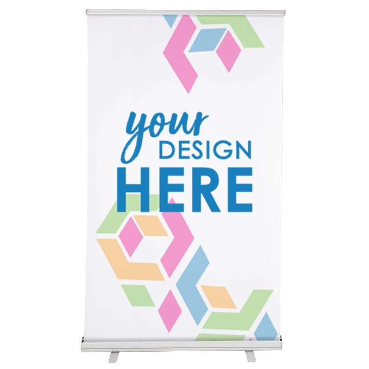 47 inch economy vinyl banner stand with aluminum base.