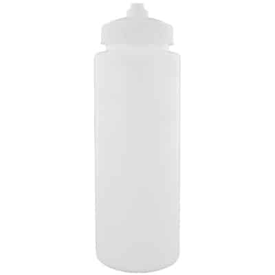 Plastic white water bottle blank with valve lid in 32 ounces.