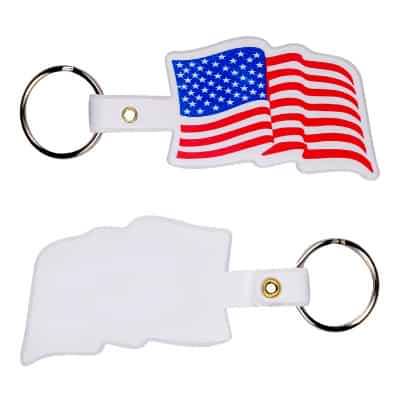 Poly vinyl chloride american flag flexible keychain blank.