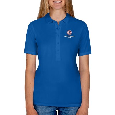 Personalized true royal ladies' polo with embroidered logo.