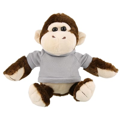 Plush and cotton gorilla with heather gray shirt blank.