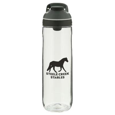 Plastic clear bottle with custom imprint.