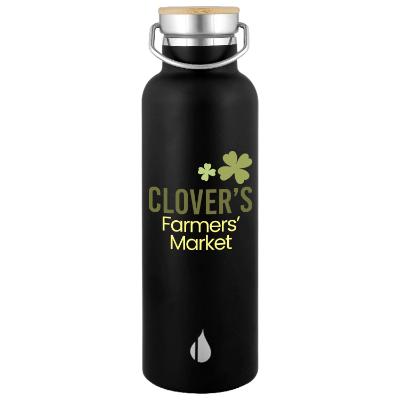 Stainless black water bottle with custom full color imprint in 25 oz.