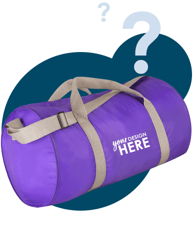 Purple personalized gym bags with white imprint