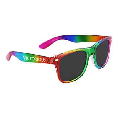 Polycarbonate rainbow maui sunglasses with custom imprinted.
