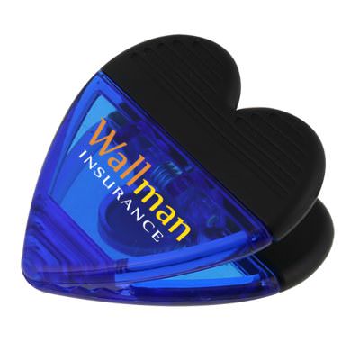 Plastic translucent blue heart magnet chip clip full color custom printed.