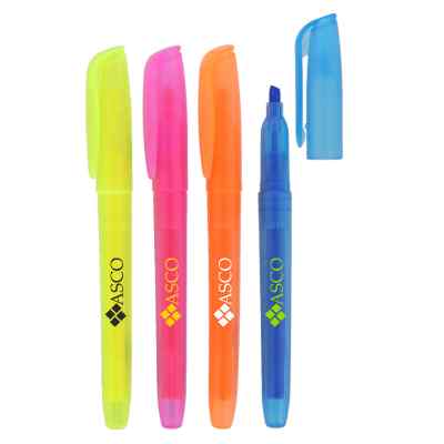 Plastic nifty highlighter with branded logo.