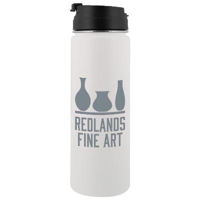 Stainless white water bottle with custom imprint in 20.9 oz.
