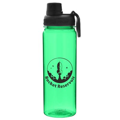 Plastic green water bottle with custom imprint in 24 oz.