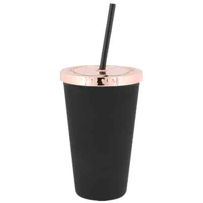 Plastic rose gold tumbler blank in 16 ounces.