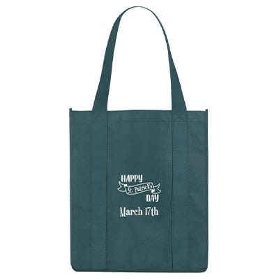 Polypropylene navy tote with customized logo and matching bottom insert.