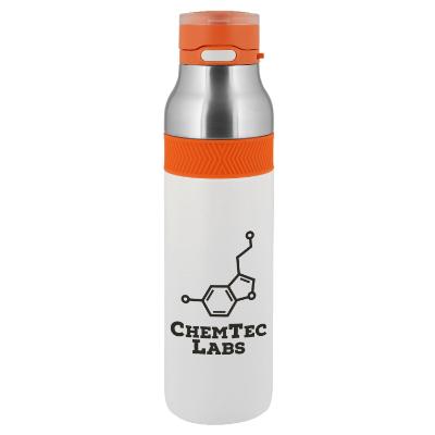 Stainless buzzer bottle with custom logo.