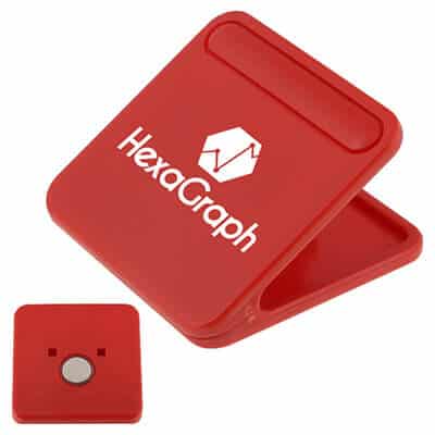 Plastic red square chip clip logoed.