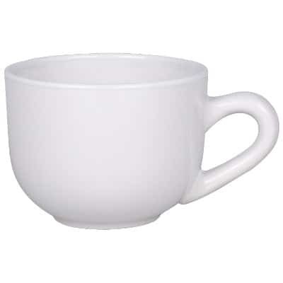 Ceramic white coffee mug with c-handle blank in 15 ounces.