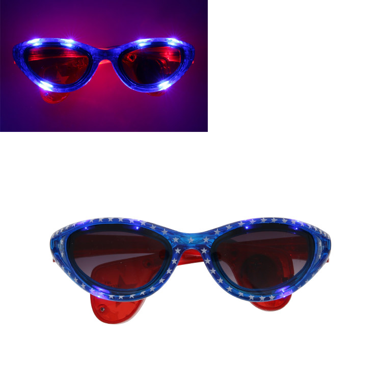 Plastic LED USA stars and stripes sunglasses blank.
