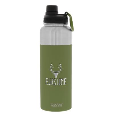 Stainless green water bottle with custom engraved logo in 40 oz.