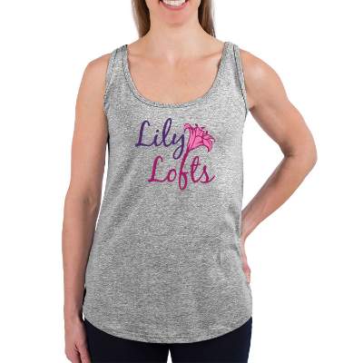 Grey full color personalized tank top.