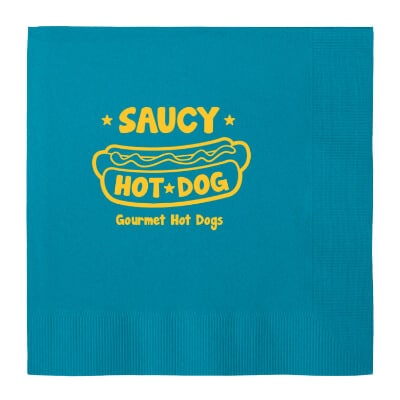 3Ply tissue neon blue lunch napkin with custom logo.