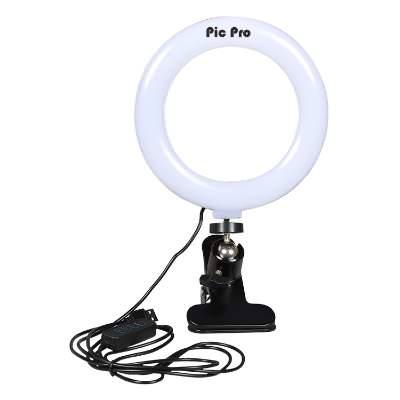 Plastic black selfie light available with a personalized logo.