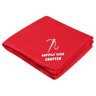 Customized red recycled fleece blanket