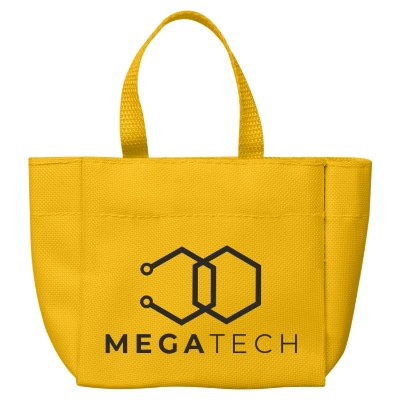 Yellow polyester custom sprout tote bag.