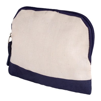 Cotton navy accent accessory bag blank.