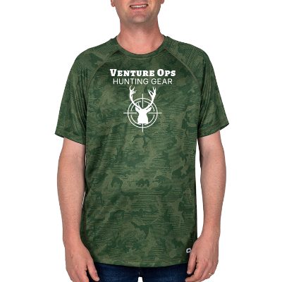 Grit green camo t-shirt with customized imprint.
