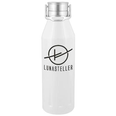 Stainless white sports bottle with custom imprint in 20.9 oz.