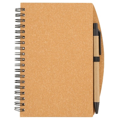 Paper olive speckle notebook with pen blank.