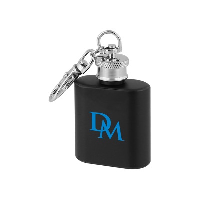 Black flask with custom logo in 1 ounce.