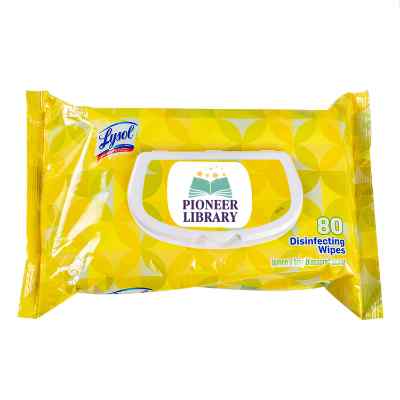 Yellow Lysol wipes branded with a logo.