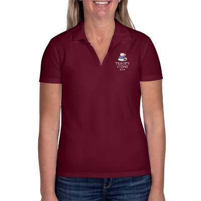 Maroon full color personalized ladies' mico pique polo