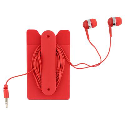 Silicone red phone stand wallet blank.