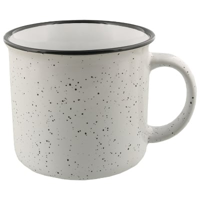 Ceramic white coffee mug with c-handle blank in 15 ounces.