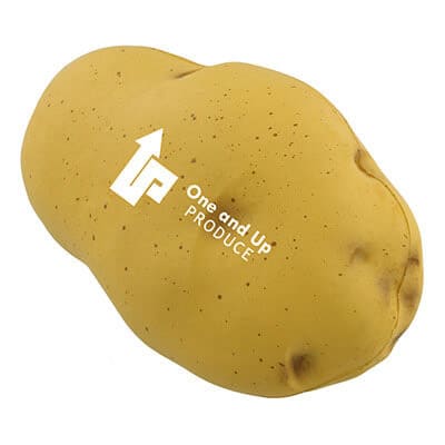 Foam potato stress ball printed with logo.